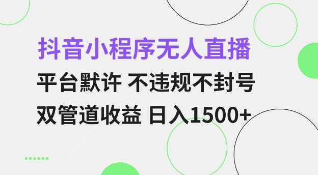 抖音小程序无人直播 平台默许 不违规不封号 双管道收益 日入多张 小白也能轻松操作【仅揭秘】-宝藏屋创业网