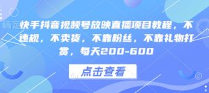 快手抖音视频号放映直播项目教程,不违规,不卖货,不靠粉丝,不靠礼物打赏,每天200-600-宝藏屋创业网