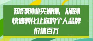 知识IP创业实操课,从0到1快速孵化让你的个人品牌价值百万-宝藏屋创业网