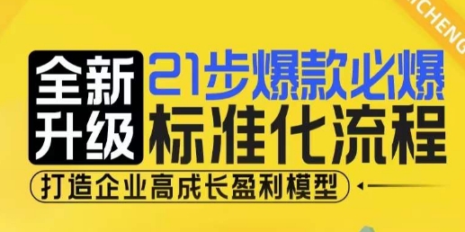 21步爆款必爆标准化流程，全新升级，打造企业高成长盈利模型-宝藏屋创业网