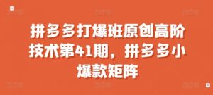 拼多多打爆班原创高阶技术第41期,拼多多小爆款矩阵-宝藏屋创业网