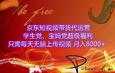 京东短视频带货代运营，学生党、宝妈党超级福利，只需每天无脑上传视频，月入8000+【仅揭秘】-宝藏屋创业网