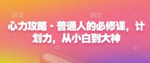 心力攻略·普通人的必修课,计划力,从小白到大神-宝藏屋创业网