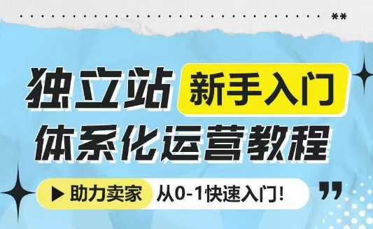 独立站新手入门体系化运营教程，助力独立站卖家从0-1快速入门!-宝藏屋创业网