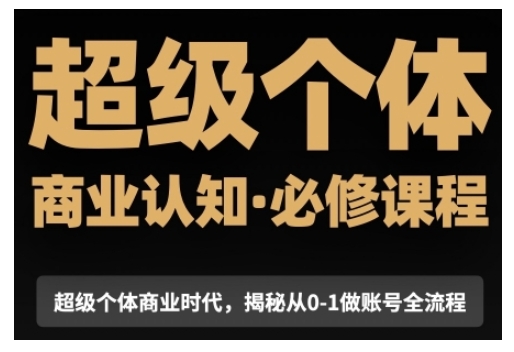 超级个体商业认知觉醒视频课，商业认知·必修课程揭秘从0-1账号全流程-宝藏屋创业网