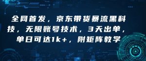 全网首发,京东带货暴流黑科技,无限账号技术,3天出单,单日可达1k+,附矩阵教学【揭秘】-宝藏屋创业网