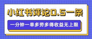 小红书留言评论,0.5元1条,一分钟一单,多劳多得,收益无上限-宝藏屋创业网