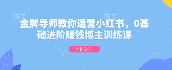 金牌导师教你运营小红书，0基础进阶赚钱博主训练课-宝藏屋创业网