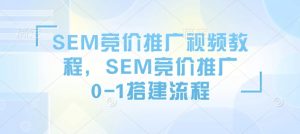 SEM竞价推广视频教程,SEM竞价推广0-1搭建流程-宝藏屋创业网