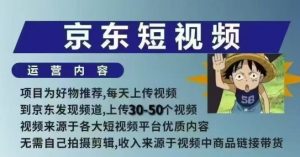 京东短视频带货课,无需自己拍摄剪辑,保姆式教学,两天快速上手-宝藏屋创业网