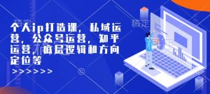 个人ip打造课,私域运营,公众号运营,知乎运营,底层逻辑和方向定位等-宝藏屋创业网