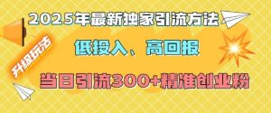 2025年最新独家引流方法,低投入高回报?当日引流300+精准创业粉-宝藏屋创业网