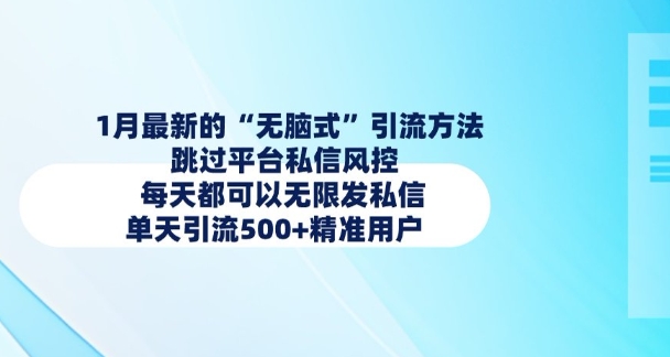 1月最新的无脑式引流方法，跳过平台私信风控，每天都可以无限发私信，单天引流500+精准用户-宝藏屋创业网