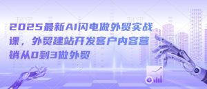 2025最新AI闪电做外贸实战课,外贸建站开发客户内容营销从0到3做外贸-宝藏屋创业网