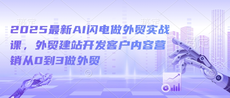 2025最新AI闪电做外贸实战课，外贸建站开发客户内容营销从0到3做外贸-宝藏屋创业网