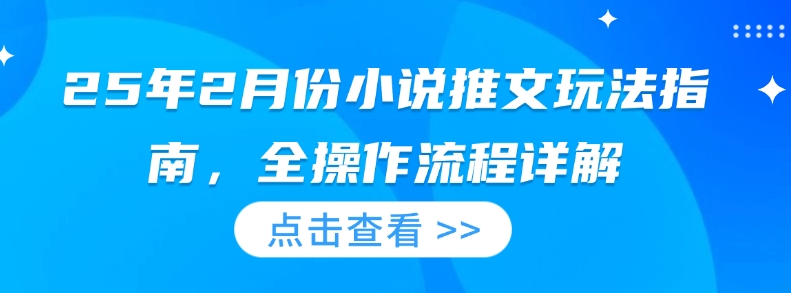 25年2月份小说推文玩法指南,全操作流程详解-宝藏屋创业网
