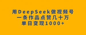 用DeepSeek做视频号,一条作品点赞几十万,单日变现1k-宝藏屋创业网
