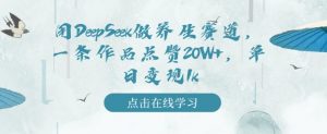 用DeepSeek做养生赛道,一条作品点赞20W+,单日变现1k-宝藏屋创业网