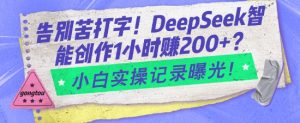 告别苦打字!DeepSeek智能创作1小时入2张?小白实操记录曝光-宝藏屋创业网