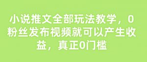小说推文全部玩法教学,0粉丝发布视频就可以产生收益,真正0门槛-宝藏屋创业网