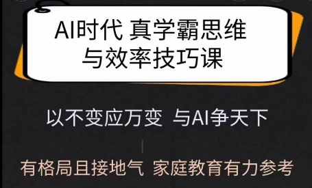 Ai时代真学霸思维与学习方法课，有格局且接地气，家庭教育有力参考-宝藏屋创业网