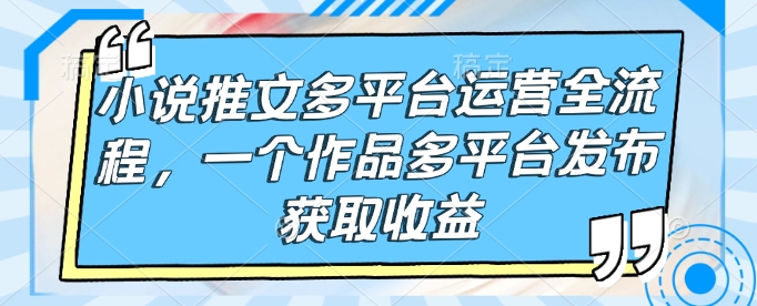 小说推文多平台运营全流程,一个作品多平台发布获取收益-宝藏屋创业网