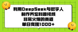 利用DeepSeek与数字人制作养宠科普视频,非常火爆的赛道,单日变现多张-宝藏屋创业网