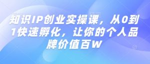 知识IP创业实操课,从0到1快速孵化,让你的个人品牌价值百W-宝藏屋创业网