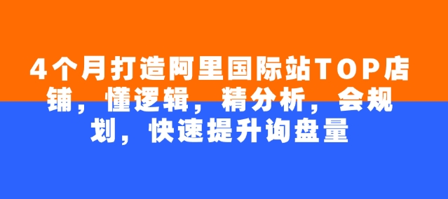 4个月打造阿里国际站TOP店铺，懂逻辑，精分析，会规划，快速提升询盘量-宝藏屋创业网