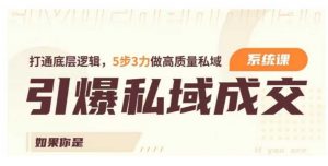 引爆私域成交力系统课,打通底层逻辑,5步3力做高质量私域-宝藏屋创业网