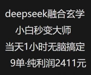 抖音小红书deepseek融合玄学,纯小白秒变大师,当天1小时无脑搞定9单,纯利润上千-宝藏屋创业网