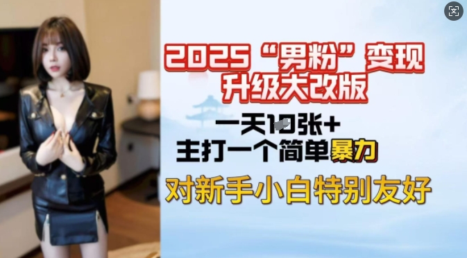 2025男粉变现全新玩法升级，日入上千简简单单，小白可轻松上手-宝藏屋创业网