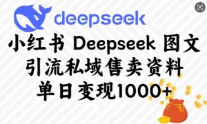 小红书Deepseek图文引流私域售卖资料,单日变现多张-宝藏屋创业网