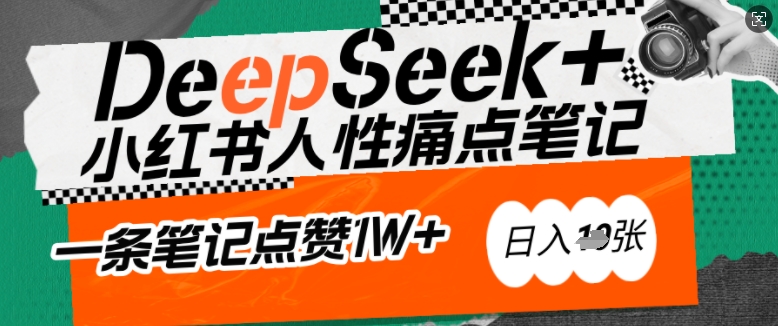 AI赋能小红书爆款秘籍：用DeepSeek轻松抓人性痛点，小白也能写出点赞破万的吸金笔记，日入多张-宝藏屋创业网