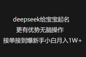 deepseek给宝宝起名更有优势无脑操作接单接到爆新手小白月入1W+-宝藏屋创业网