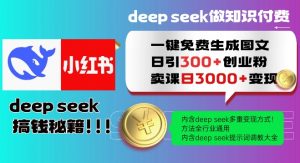 Deepseek一键免费生成小红书图文日引300+创业粉,日变现多张教程,方法全行业通用!-宝藏屋创业网