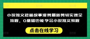 小说推文短篇故事混剪最新剪辑实操全流程,0基础也能学会小说推文教程,肯干多发日入多张-宝藏屋创业网
