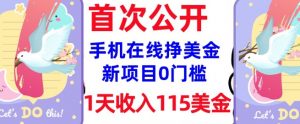 在线挣美金新项目,0门槛,1天收入115美刀,无脑操作,真正被动收入-宝藏屋创业网