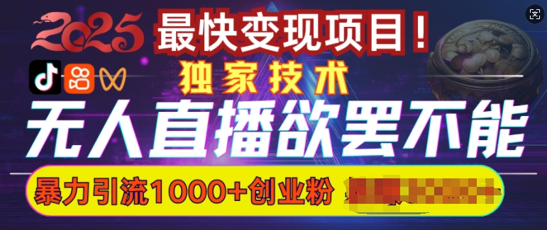 欲罢不能的无人直播引流，超暴力日引流1000+高质量精准创业粉-宝藏屋创业网