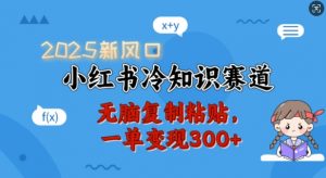 2025新风口,小红书冷知识赛道,无脑复制粘贴,一单变现300+-宝藏屋创业网
