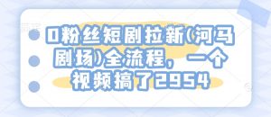 0粉丝短剧拉新(河马剧场)全流程,一个视频搞了2954-宝藏屋创业网