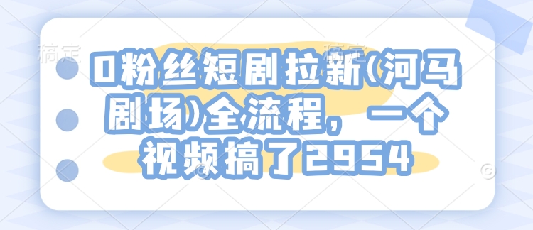 0粉丝短剧拉新(河马剧场)全流程,一个视频搞了2954-宝藏屋创业网