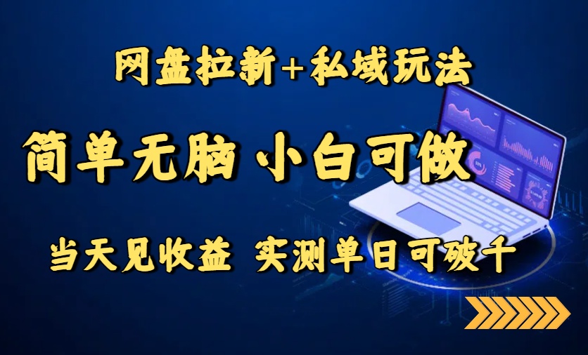 网盘拉新+私域玩法，简单无脑，小白可做，当天见收益，实测单日可破千-宝藏屋创业网