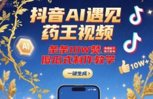 抖音AI遇见药王视频,条条10W赞,快速起千粉万粉号,傻瓜式制作教学-宝藏屋创业网