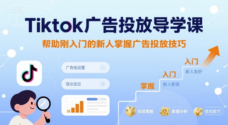 Tiktok广告投放导学课，帮助刚入门的新人掌握广告投放技巧-宝藏屋创业网