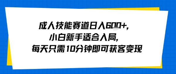 成人技能赛道日入多张，小白新手适合入局，每天只需10分钟即可获客变现-宝藏屋创业网