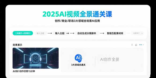 2025AI视频全景通关课：涵盖创作/商业/职场3大领域  掌握AI全场景应用-宝藏屋创业网