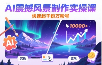AI震撼风景制作实操课，快速起千粉万粉号-宝藏屋创业网