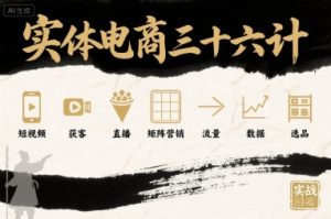实体电商三十六计,短视频-获客-直播-矩阵营销-流量-数据-选品-宝藏屋创业网