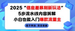 2025信息差暴利新玩法,5步流水线内容拆解,小白也能入门爆款流量主-宝藏屋创业网